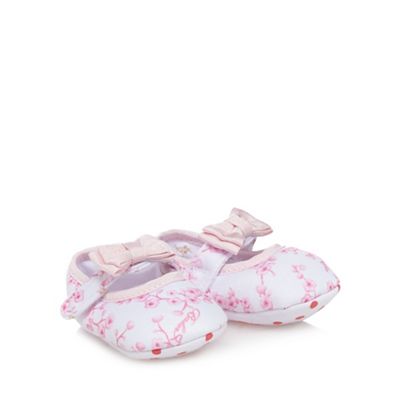 Baby girls' white and pink blossom print shoes